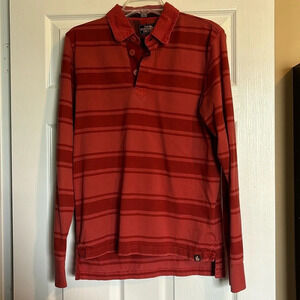 The North Face men’s red striped long sleeve polo shirt size small